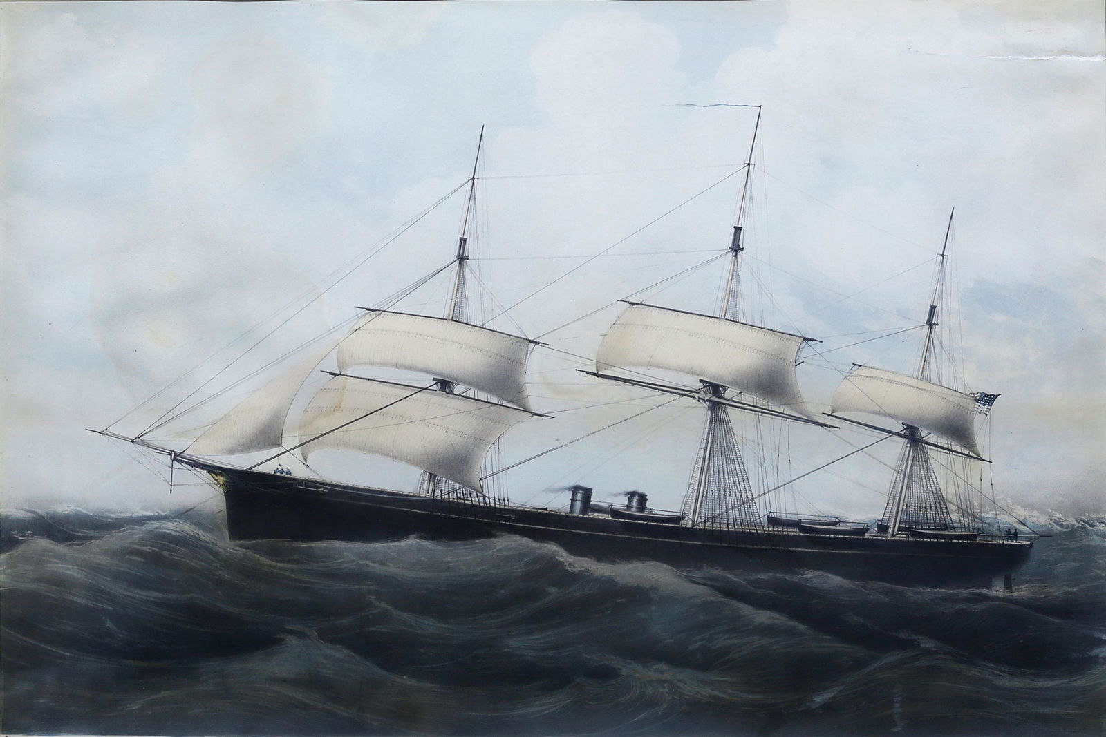 Parsons, Niagara maritime lithograph: PARSONS, Charles (1821-1910). U.S. Steam Frigate Niagara / Modeled by George Steers Built at the Navy Yard Brooklyn NY. Lithograph with original hand color. New York: Curier & Ives, 1857. 17 1/4" x 25