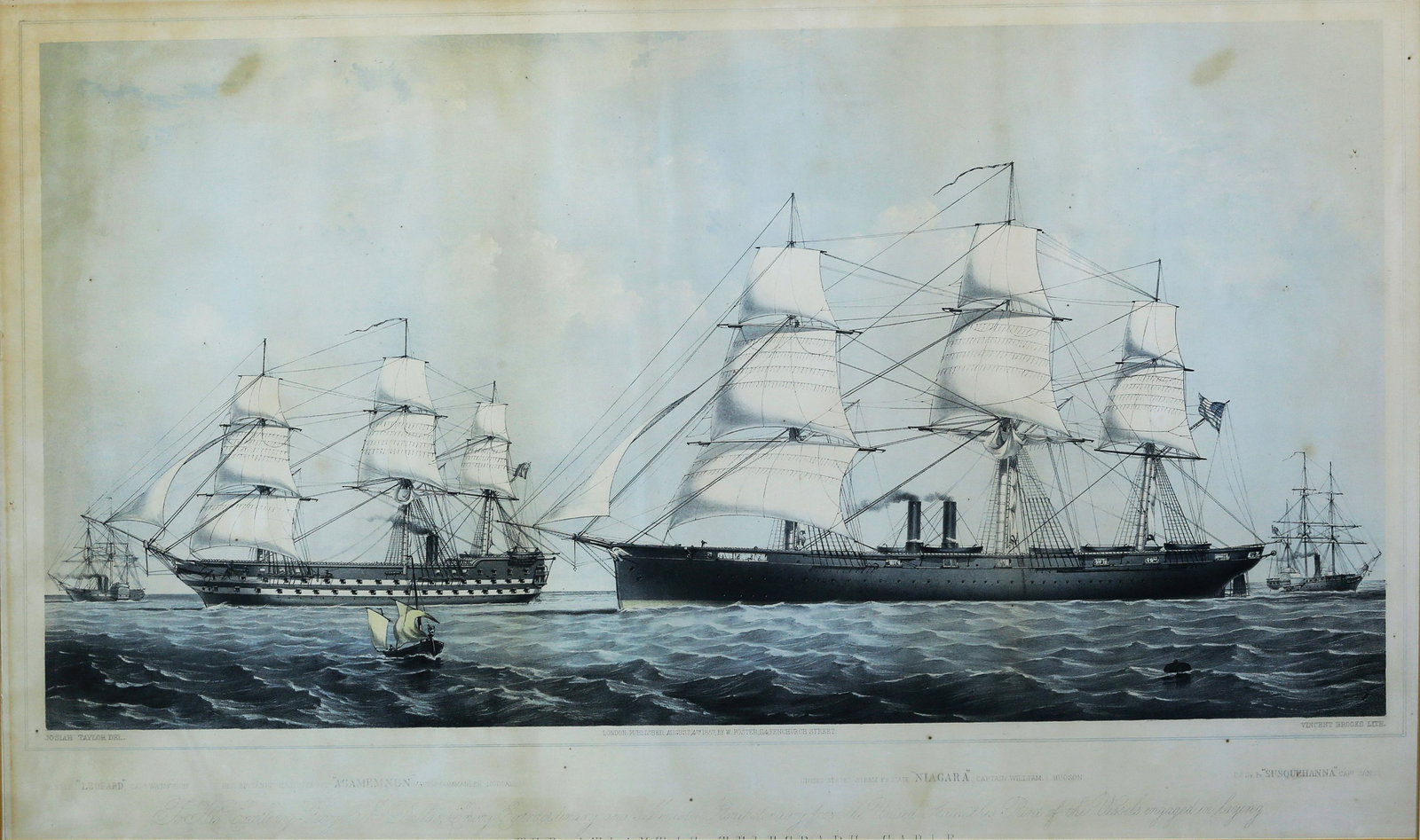 Taylor, Laying of the Atlantic Telegraph Cable: TAYLOR, Josiah (1819 - 1877). The Atlantic Telegraph Cable... To His Excellency George M. Dallas, Envoy Extraordinary and Minister Plenipotentiary from the United States,this Print of the Vessels enga