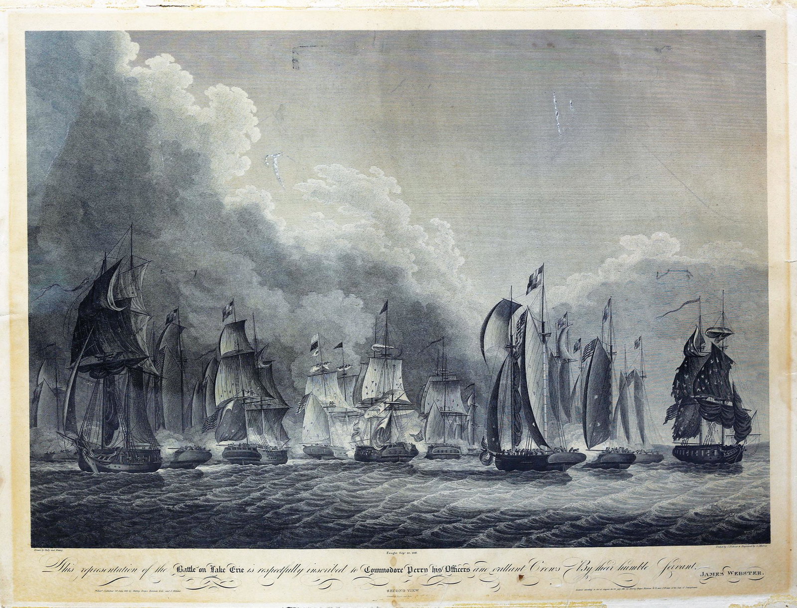 Webster, Battle of Lake Erie, 1812: WEBSTER, James, after SULLY and KEARNEY (Early 19th Century). This representation of the Battle on Lake Erie is respectfully inscribed to Commodore Perry, his Officers and gallant Crews (Second View).