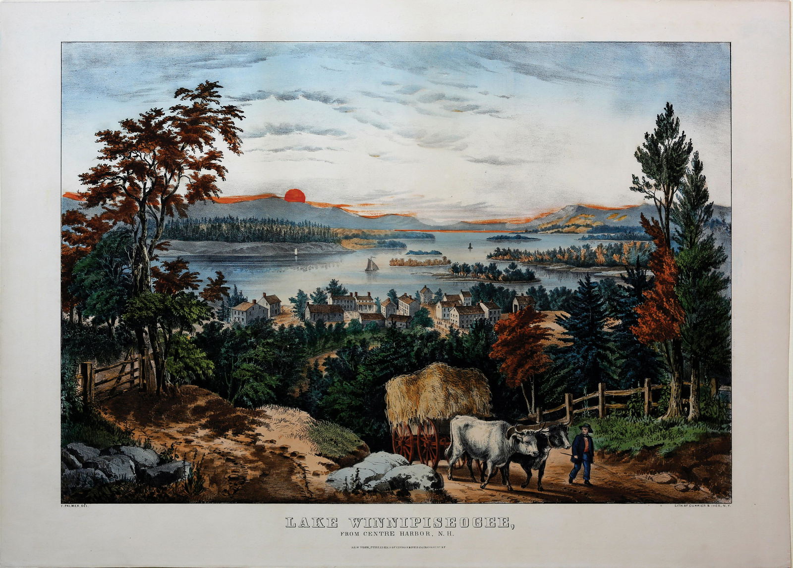 Currier & Ives Lithograph of Lake Winnipeseogee, NH (1 of 1)
