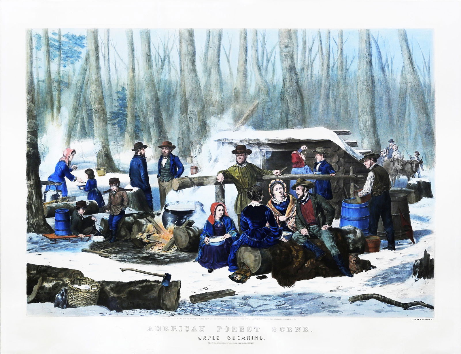 Currier, American Forest Scene, Maple Sugaring (1 of 2)