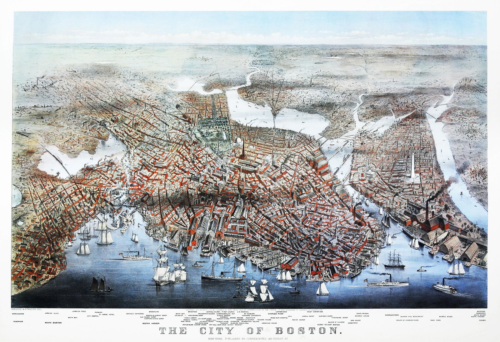 Currier & Ives, The City of Boston (Repro) (1 of 2)