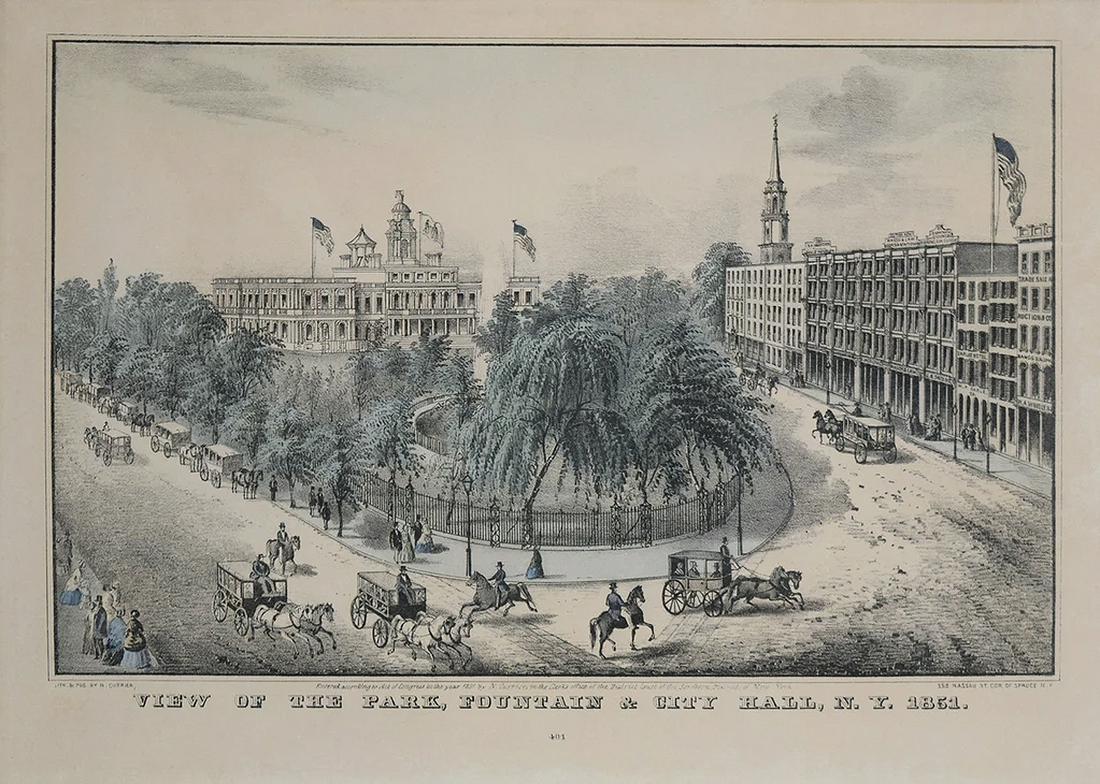 Currier, View of the Park, Fountain and City Hall, NY (1 of 1)