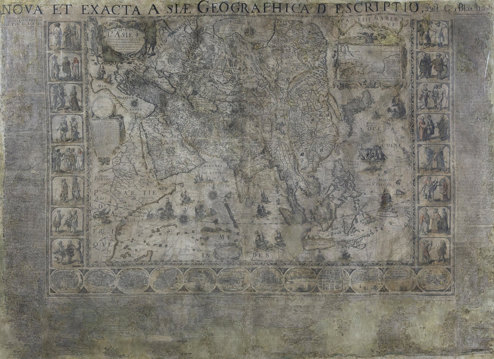 Blaeu / Jaillot Asia Wall Map, 1669: BLAEU, Willem Janszoon ( 1571-1638) and Alexis-Hubert JAILLOT (c.1632-1712). Nova et exacta Asiae geographica descriptio, auct: G.I.Blaeu ... 1669 ... carte de l'Asie. Engraved wallmap on four sheets,