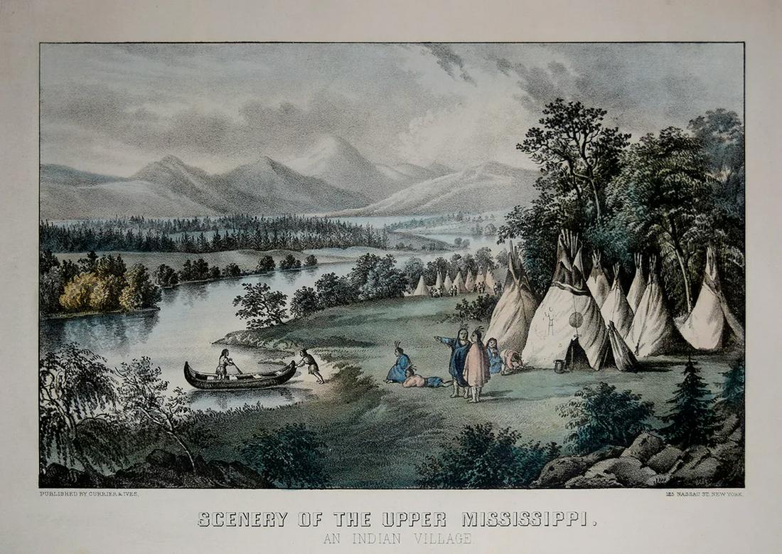 Currier & Ives - Scenery of the Upper Mississippi: An Indian Village. (1 of 1)