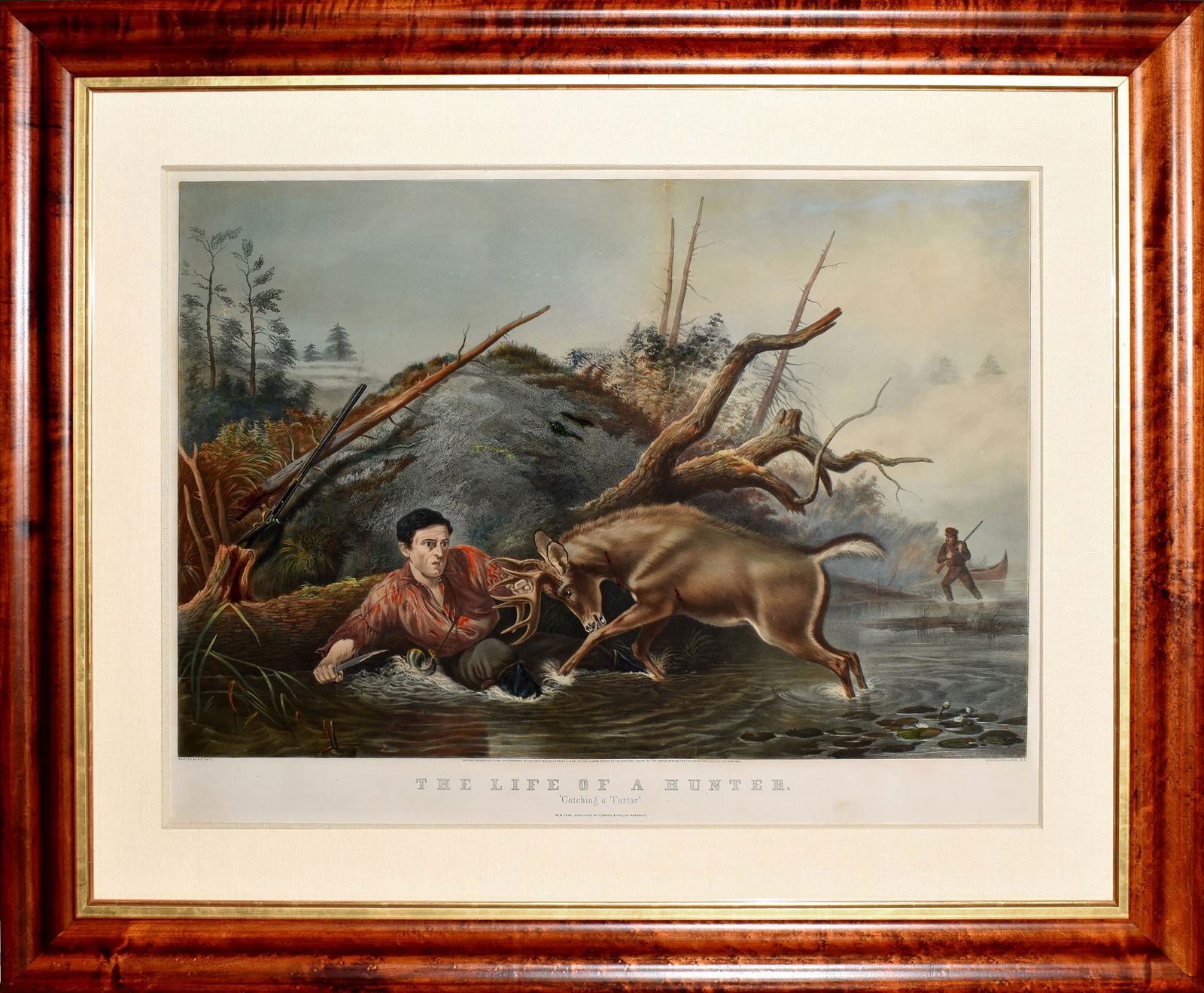Currier & Ives - The Life of a Hunter - Catching the Tartar (1 of 1)