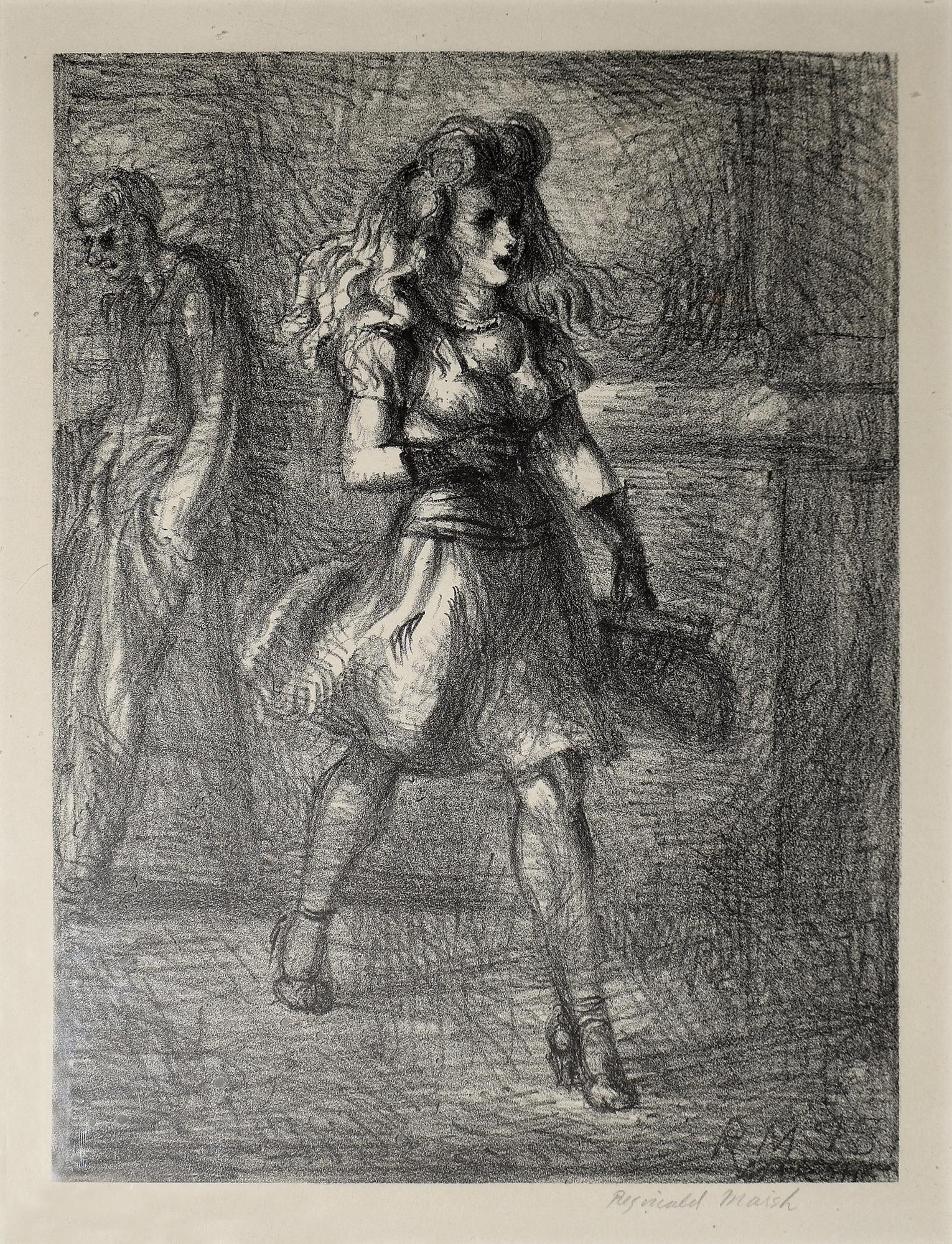 Reginald Marsh - Girl Walking: MARSH, Reginald (1898-1954). Girl Walking (Elevated). Lithograph. Signed within print lower right and in pencil. Published by Associated American Artists, 1945. 10 1/2" x 7 3/4" image, 18 1/2" x 15 3/