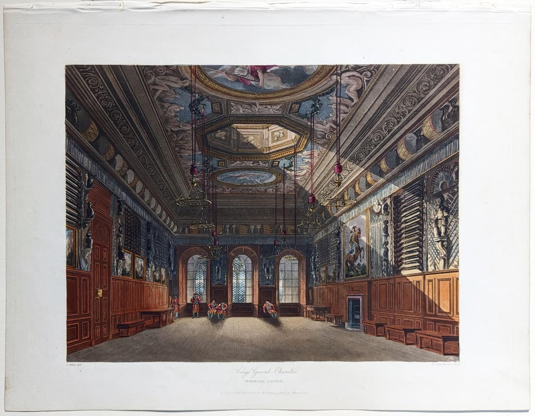 Pyne Royal Residences Aquatint, King's Guard Chamber / Windsor Castle (1 of 1)