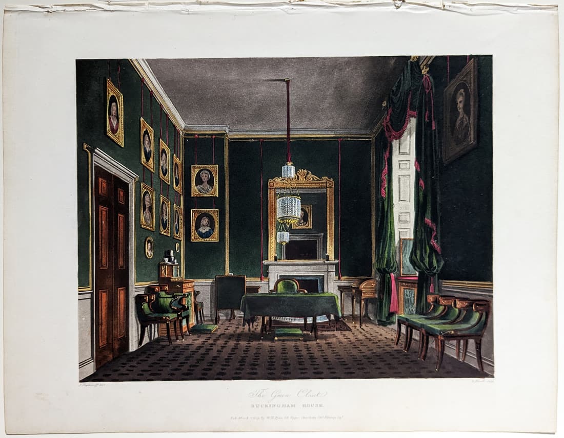 Pyne Royal Residences Aquatint, The Green Closet / Buckingham House (1 of 1)