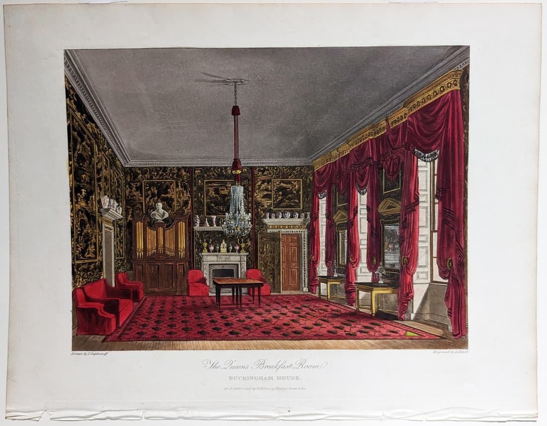 Pyne Royal Residences Aquatint, The Queen's Breakfast Room / Buckingham House (1 of 1)