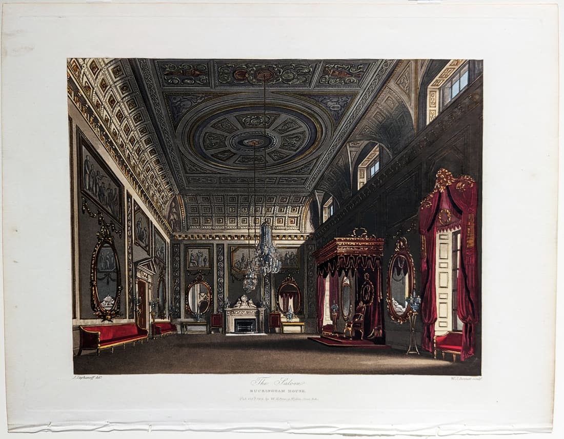 Pyne Royal Residences Aquatint, The Saloon / Buckingham House (1 of 1)