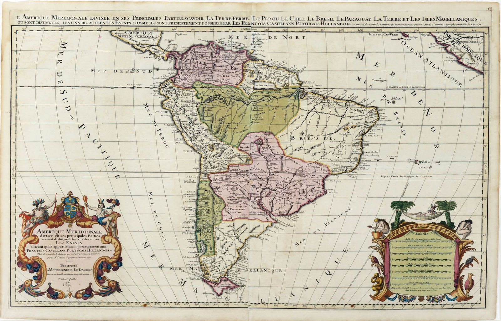 Jaillot Map of South America with Exceptional Color (1 of 1)