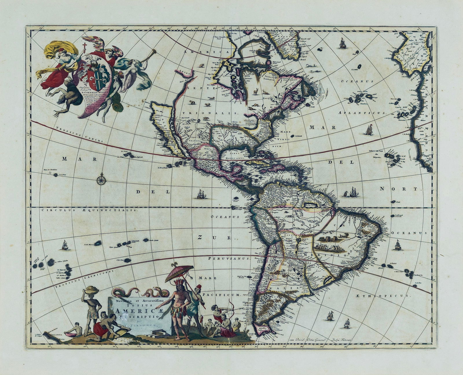 Six Maps including Visscher's Map of America (1 of 8)