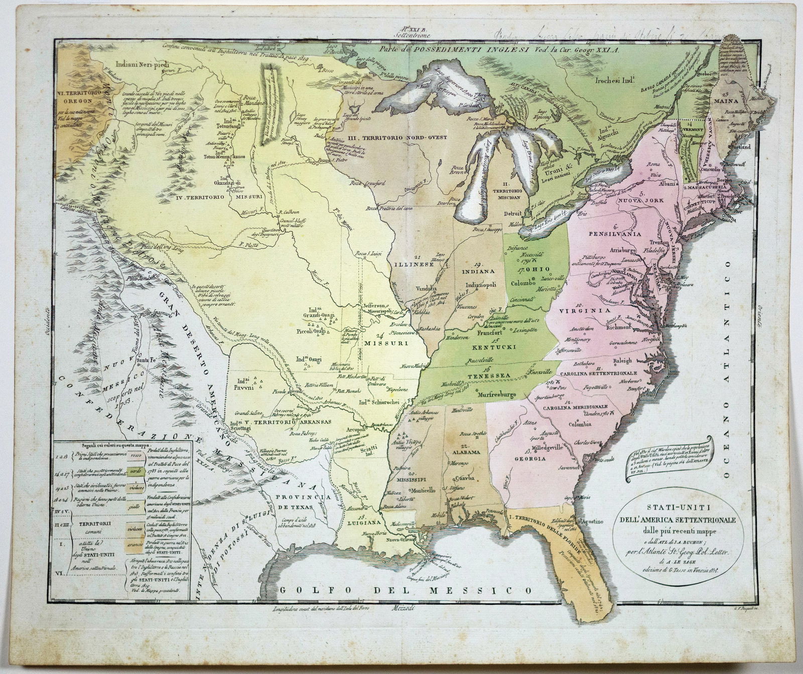 Tasso Italian Map the United States 1832 (1 of 1)