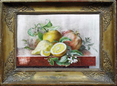 Pancrace Bessa, Original Gouache on vellum - Still Life with Oranges