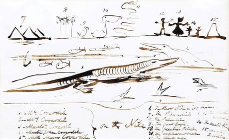 Edward Lear, Original Drawing - On the Nile