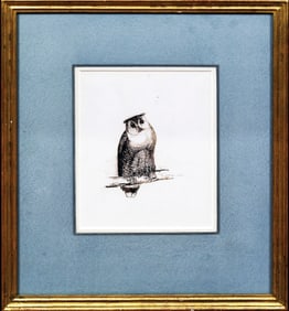 Edward Lear, Original Drawing - Study of an Eagle Owl