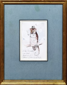 Edward Lear, Original Drawing - Ye Owly Pusseycatte