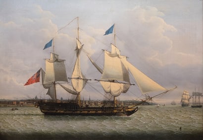 Robert Salmon Oil on Canvas - Man O’ War Off Liverpool