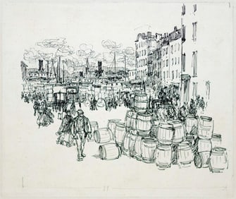 Charles Huard Ink Sketch - Peck Slip