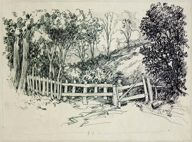 Charles Huard Ink Sketch - A Lane in the Countryside