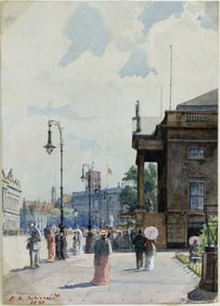 E. A. Schmidt Watercolor of a Cityscape
