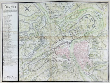 French School Manuscript Map of Prague, 1742