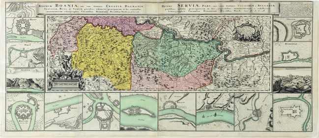 Homann Engraved Map of the Kingdom of Bosnia