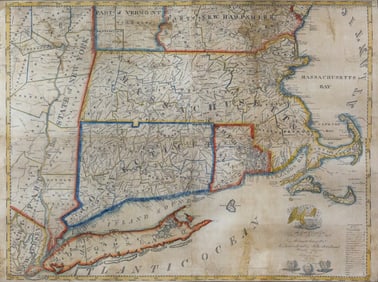 Edward Ruggles Map of MA, CT & RI