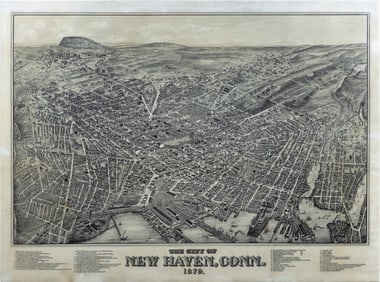 Bailey & Hazen, Bird's Eye Lithograph of The City of New Haven, Conn. 1879