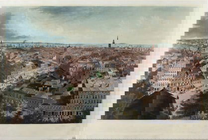 Hill & Papprill Aquatint Engraving of New York from St. Paul's Church