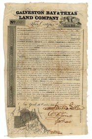 Rare Galveston Bay & Texas Land Company Sitio Scrip