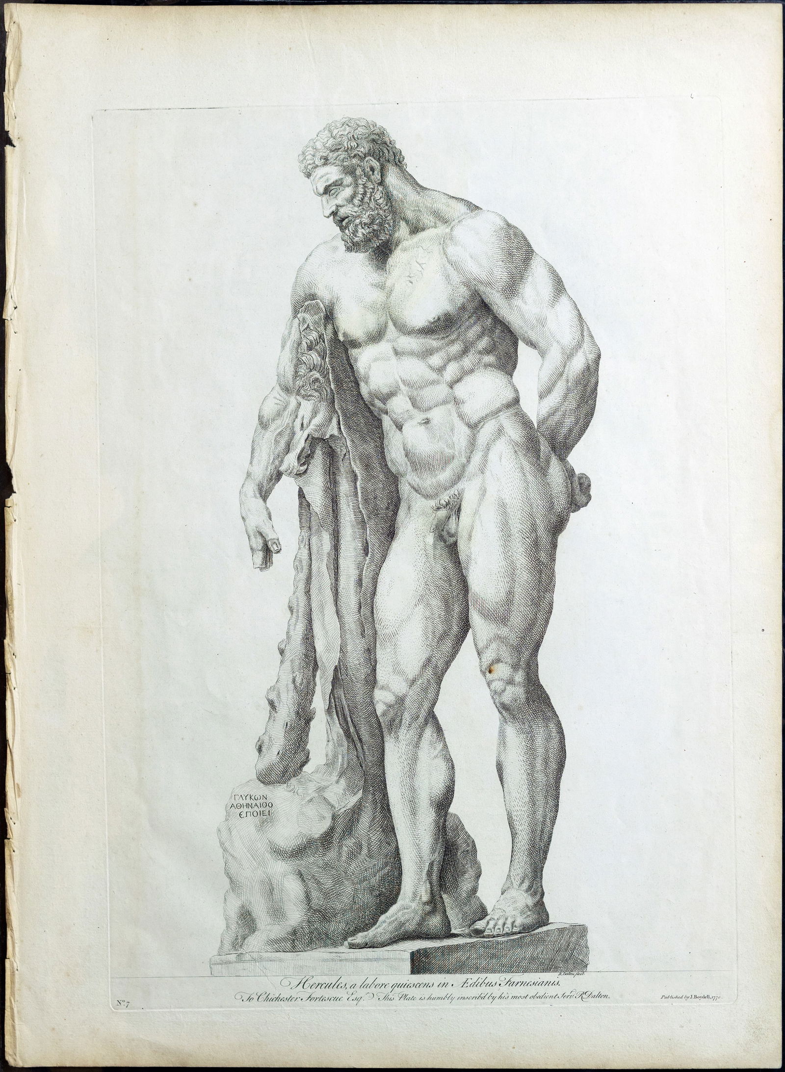 Richard Dalton Classical Antique Engraving, Hercules, in the Farnese Palace (1 of 1)