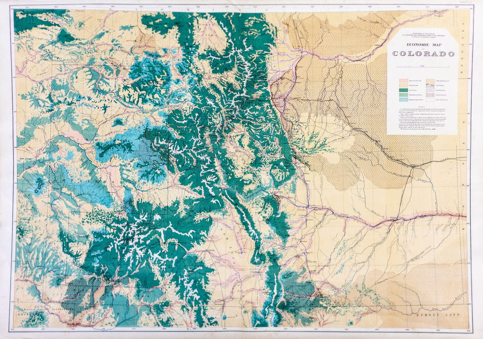 Hayden Chromolithogaph Geological Map, Economic Map of Colorado (1 of 1)