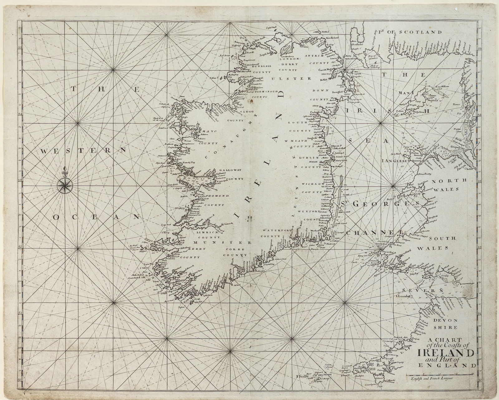 John Seller Map of the Coasts of Ireland and Part of England (1 of 1)