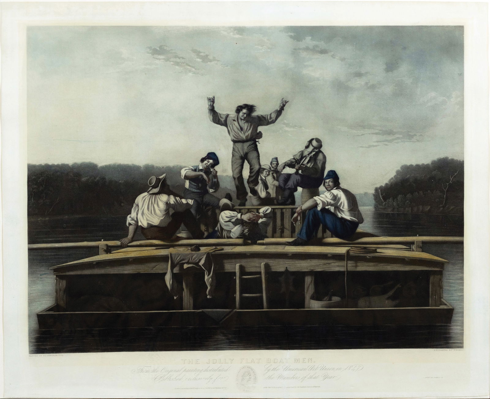 George Caleb Bingham Mezzotint, The Jolly Flat Boat Men (1 of 1)