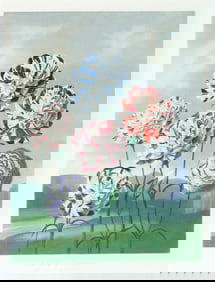 Thornton Temple of Flora Aquatint, A Group of Carnations