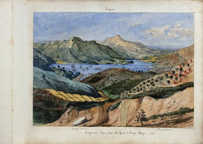 A Watercolor and Manuscript Map of Nagasaki, Japan 1862-1864