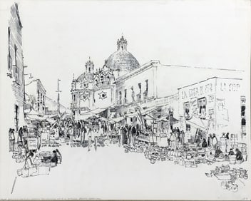Edward Howard Suydam Pair of Pencil Sketches of Mexico City