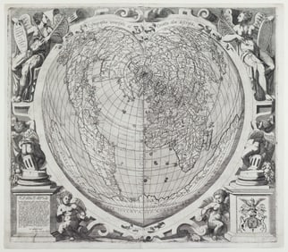 Giovanni Paolio Cimerlinus' Cordiform Map of the World - One of the Most Striking Maps from the