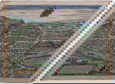 Braun & Hogenberg Engraving from Civitas Orbis Terrarum, [Saintes, France - Near La Rochelle].