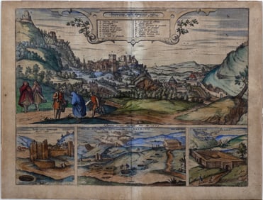 Braun & Hogenberg Engraving from Civitas Orbis Terrarum, [Granda, Spain - Showing the Alhambra]