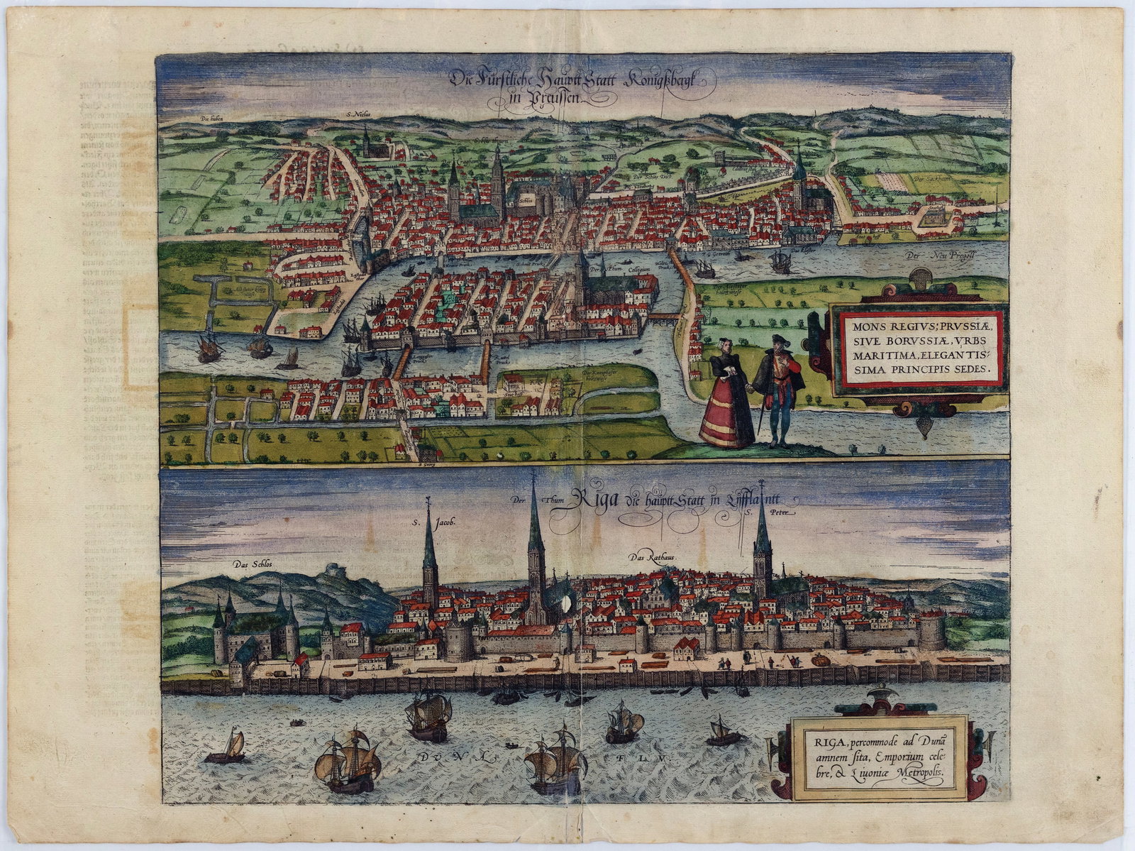 Braun & Hogenberg Engraving from Civitas Orbis Terrarum, [Konigsberg, Russia / Riga, Lithuania] (1 of 1)
