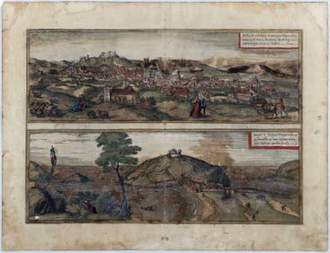 Braun & Hogenberg Engraving from Civitas Orbis Terrarum, [Burgos, Spain & San Sebastian, Spain]
