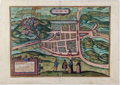 Braun & Hogenberg Engraving from Civitas Orbis Terrarum, [Edinburgh, Scotland] Edenburgh