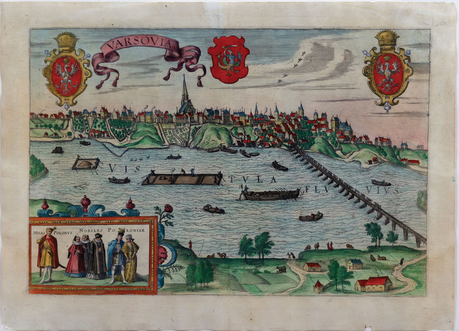 Braun & Hogenberg Engraving from Civitas Orbis Terrarum, [Warsaw, Poland] Varsovia (1 of 1)