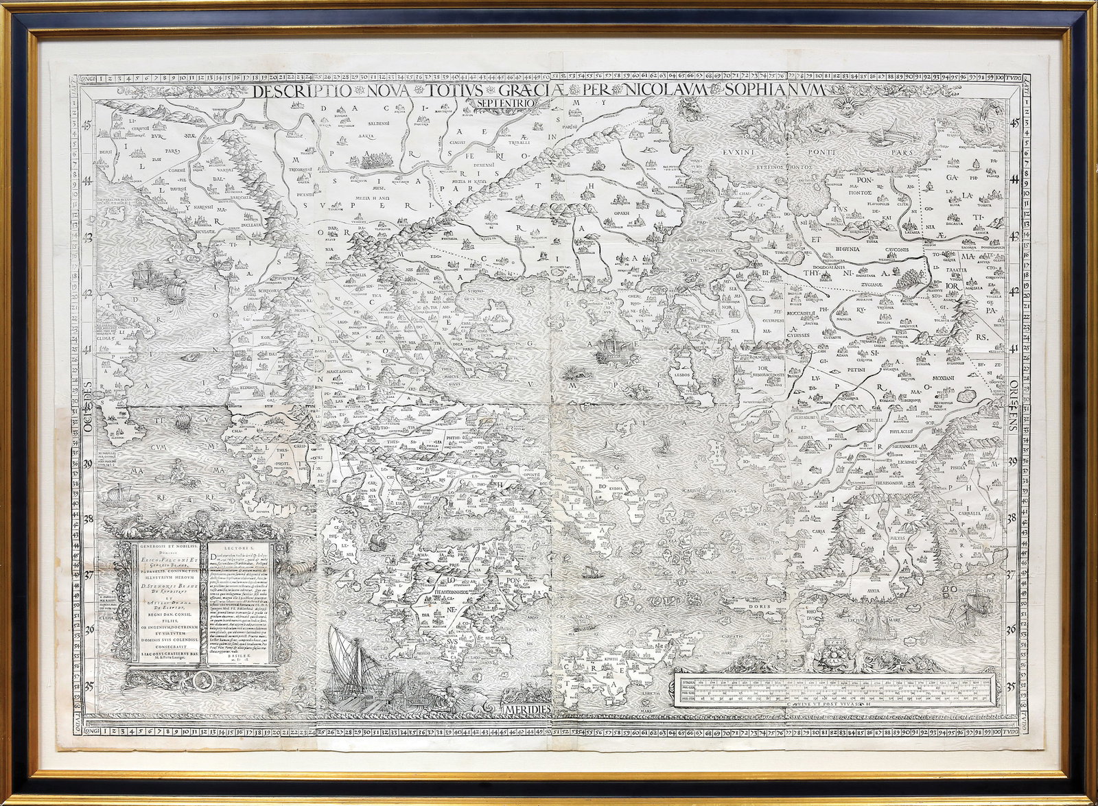 Nikolaos Sophianos Woodcut Wall Map, Descriptio nova totius Græciæ (1 of 1)