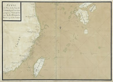 The Official French mid 18th century manuscript map showing Taiwan [Formosa] as being separate