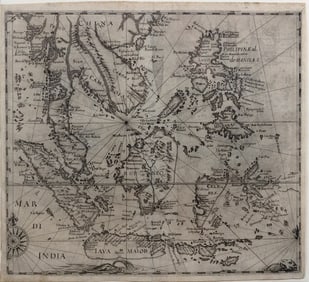 Theodor De Bry's Map of Southeast Asia / Philippines - One of the Rarest Early Maps of SE Asia