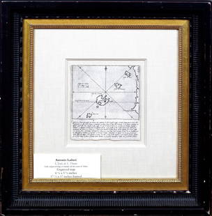 Antonio Lafreri Map of L'Isola de S. Thome [São Tomé and Príncipe]: LAFRERI, Antonio (1512-1577). L'Isola de S. Thome [São Tomé and Príncipe]. Engraved map. Rome, c. 1560’s. 6 1/4" x 5 1/2" sheet, 17 3/4" x 17" framed. Early engraved map of the Islands off the co